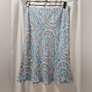 Michael Kors Blue and Gray Paisley Midi Skirt